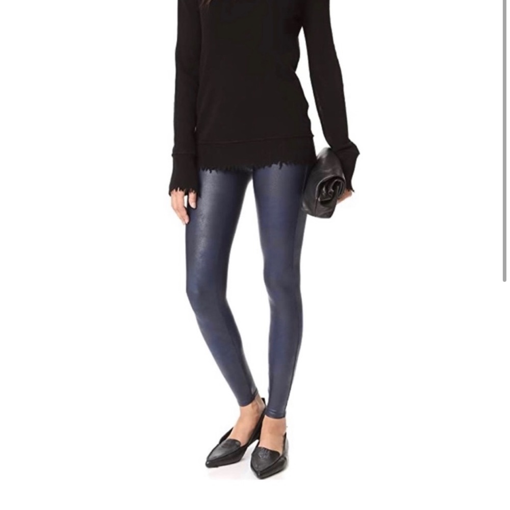 SPANX Faux Leather Leggings Midnight Navy Blue